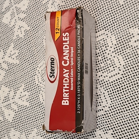 NIB Sterno Birthday candles, bulk 12/36 count boxes, multi-color spiral striped - Picture 4 of 12